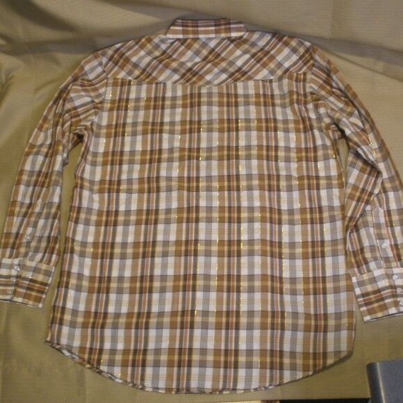 Roper Western Pearl Snap Mens Shirt Size Large Autumn Brown w/ Gold Long Sleeve - Picture 8 of 8